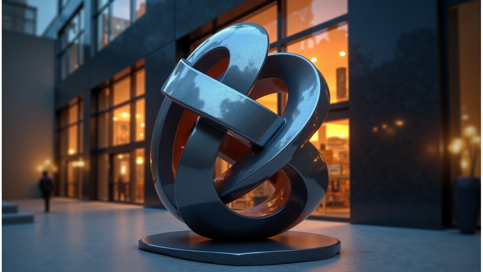 차가운 금속으로 빚어낸 역동적인 추상 금속 조각