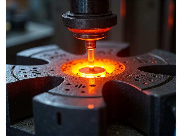 형단조 과정에서 금속이 금형에 의해 성형되는 모습